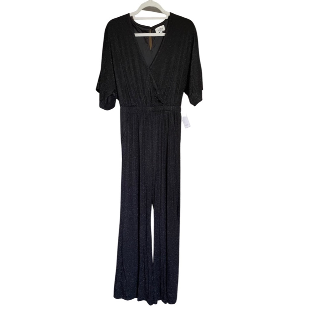 NWT Aura black sparkle jumpsuit with pockets S